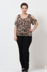 Лина блуза арт.Гера леопард коричневый #